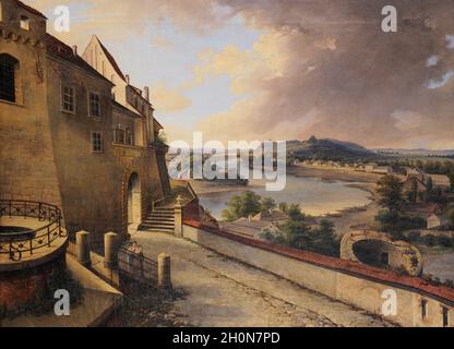 Aleksander Plonczynsky (1820-1858).Peintre polonais.A View from Wawel (copie de la peinture de Jan Nepomuchen Glowacki), 1848.Art polonais du XIXe siècle Banque D'Images