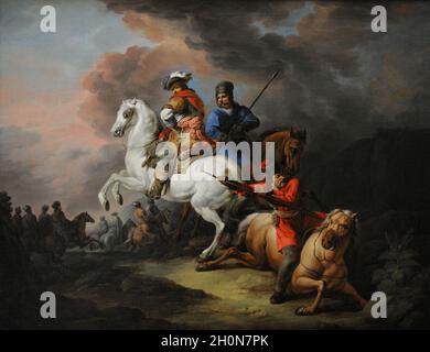 Jan Bogumil Plersch (1732-1817).Peintre polonais.Scène de bataille, vers 1800.Galerie d'art polonaise du XIXe siècle (Musée Sukiennice).Musée national de Cracovie Banque D'Images