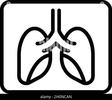 Vecteur de contour de l'icône des poumons de l'image radiographique.Cancer du patient.Poumon thoracique Illustration de Vecteur