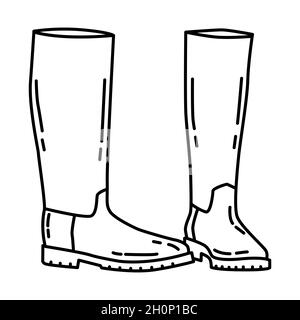 Bottes de moto de police fait partie de l'équipement et des accessoires de police ensemble d'icônes dessinées à la main Vector. Illustration de Vecteur