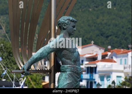 la destination touristique d'été ultime.L'ancien port.Île de Skiathos, Grèce Banque D'Images