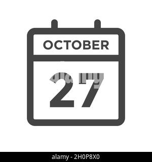 Octobre 27 jour civil ou date de calendrier pour la date limite et la date de rendez-vous Illustration de Vecteur