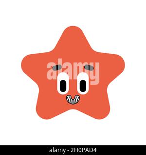 Mignon Starfish isolé.Dessin animé animal de mer à cinq doigts. Illustration vectorielle Illustration de Vecteur