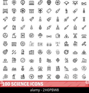 ensemble de 100 icônes scientifiques. Illustration de 100 icônes scientifiques ensemble de vecteurs isolé sur fond blanc Illustration de Vecteur