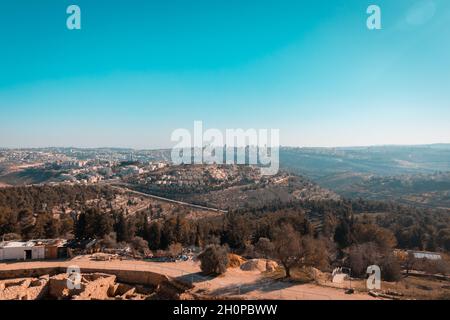 jérusalem-israël.10-12-2020.La vue sur les montagnes de Jérusalem comme vu de la tombe de Samuel le prophète Banque D'Images