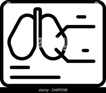 Vecteur de contour de l'icône d'image radiologique.Ordinateur patient.Poumon thoracique Illustration de Vecteur