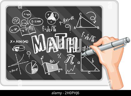 Formule mathématique d'écriture manuelle sur l'illustration du tableau noir Illustration de Vecteur