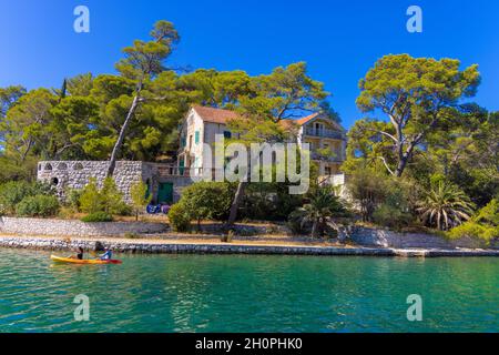 Une maison traditionnelle dans le parc national de Mljet, Croatie Banque D'Images