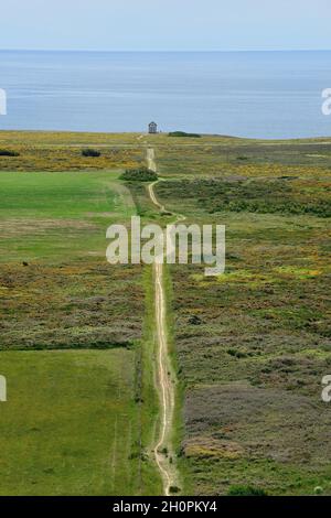 Île de ÒBelle Ile en Mer (au large des côtes de Bretagne, nord-ouest de la France) : vue d'ensemble du phare de Goulphar Banque D'Images