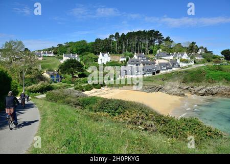 Île de ÒBelle Ile en Mer (au large des côtes de Bretagne, nord-ouest de la France) : plage Òplage de la RamonetteÓ Banque D'Images