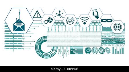 Concept de phishing avec icônes connectées Banque D'Images