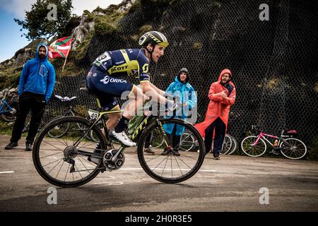 9 septembre 2017, Alto de l'Angliru, Espagne; Cyclisme, Vuelta a Espana Stage 20; Simon Yates. Banque D'Images