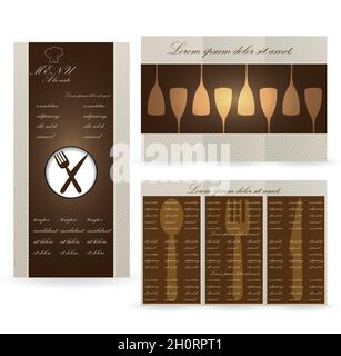 Cartes de menu marron pour le restaurant Illustration de Vecteur