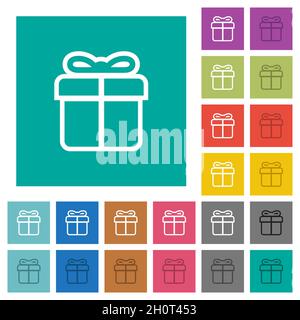 Boîte-cadeau avec icônes plates multicolores sur fond carré Uni.Inclut des variantes d'icône blanche et foncée pour les effets de survol ou actifs. Illustration de Vecteur
