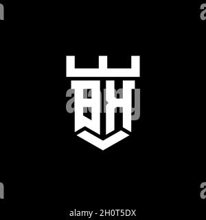 BK logo initial monogramme avec modèle de style de forme de château isolé dans fond noir Illustration de Vecteur