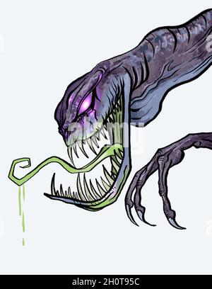 une illustration hideous droiement monstre dessinée à la main Banque D'Images
