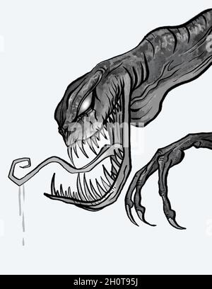 une illustration hideous droiement monstre dessinée à la main Banque D'Images