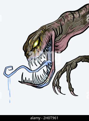 une illustration hideous droiement monstre dessinée à la main Banque D'Images