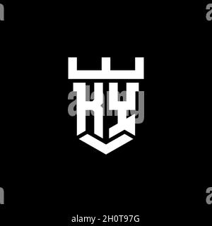 Logo KY monogramme initial avec modèle de style de forme de château isolé dans fond noir Illustration de Vecteur