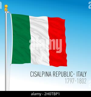 Drapeau historique de la République de Cisalpina, Italie, 1797 - 1802, illustration vectorielle Illustration de Vecteur