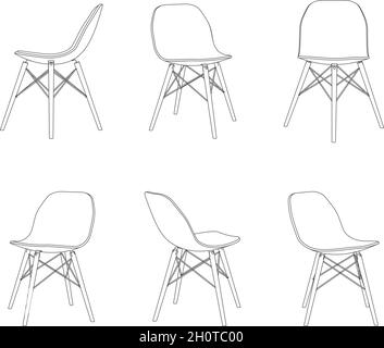 Illustration vectorielle d'une chaise à manger moderne Vector avec différentes vues Illustration de Vecteur