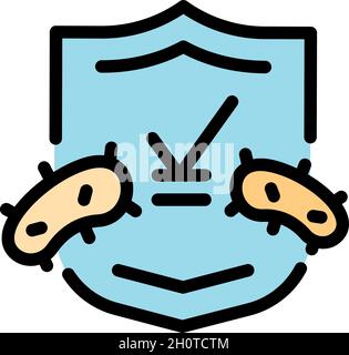 Icône du bouclier de santé.Outline Healthcare Shield vecteur icône couleur plat isolé Illustration de Vecteur