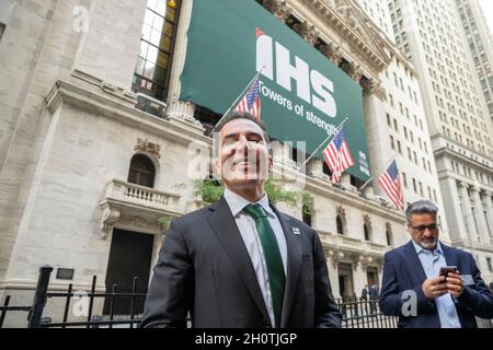 New York, NY - le 14 octobre 2021 : Sam Darwish, président et chef de la direction d'IHS Towers, assiste au lancement de l'IPO d'IHS Towers à la Bourse de New York Banque D'Images