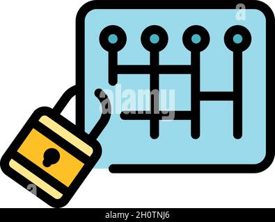 Icône de verrouillage de chiffrement.Contour de l'icône de vecteur de verrouillage de chiffrement couleur isolée à plat Illustration de Vecteur
