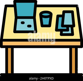 Icône de table organisée.Contour tableau organisé vecteur couleur de l'icône isolé à plat Illustration de Vecteur
