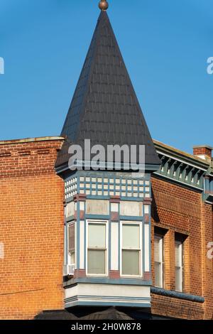 Ancien bâtiment dans la ville du Midwest.Aurora, Illinois, États-Unis Banque D'Images