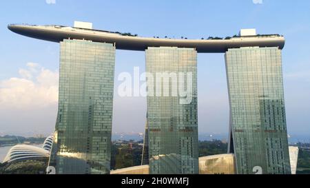 Vue aérienne de Marina Bay Sands Singapour.Prise de vue.Vue aérienne de la ville de Singapour Skyline avec Marina Bay Sands. Banque D'Images