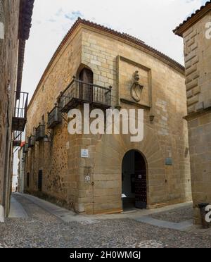 Palais de Carvajal.Un des bâtiments les plus emblématiques du complexe monumental de Caceres, Estrémadure, Espagne Banque D'Images