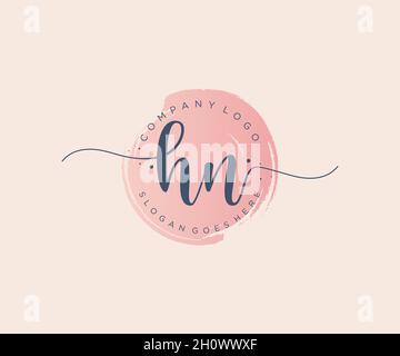 Logo HN féminin.Utilisable pour les logos nature, salon, Spa, cosmétique et Beauté.Elément de modèle de logo Flat Vector. Illustration de Vecteur