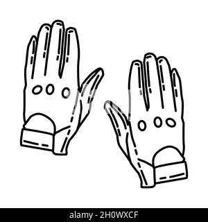 Gants de moto de police fait partie de l'équipement et des accessoires de police ensemble d'icônes dessinées à la main Vector. Illustration de Vecteur