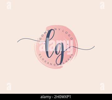 Logo LG féminin.Utilisable pour les logos nature, salon, Spa, cosmétique et Beauté.Elément de modèle de logo Flat Vector. Illustration de Vecteur