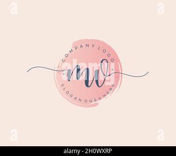 Logo MV féminin.Utilisable pour les logos nature, salon, Spa, cosmétique et Beauté.Elément de modèle de logo Flat Vector. Illustration de Vecteur