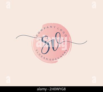 Logo féminin SV.Utilisable pour les logos nature, salon, Spa, cosmétique et Beauté.Elément de modèle de logo Flat Vector. Illustration de Vecteur