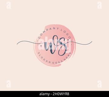Logo WS féminin.Utilisable pour les logos nature, salon, Spa, cosmétique et Beauté.Elément de modèle de logo Flat Vector. Illustration de Vecteur