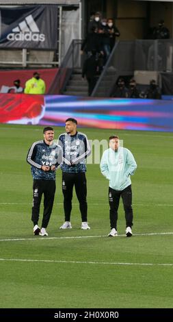 Buenos Aires, Buenos Aires, Argentine.14 octobre 2021.BUENOS AIRES, ARGENTINE - OCTOBRE 14 : les joueurs argentins s'échauffent avant le match entre l'Argentine et le Pérou dans le cadre des qualificatifs sud-américains pour le Qatar 2022 au stade Monumental de nuñez le 14 octobre 2021 à Buenos Aires, en Argentine.(Credit image: © Florencia Tan Jun/PX Imagens via ZUMA Press Wire) Credit: ZUMA Press, Inc./Alamy Live News Banque D'Images