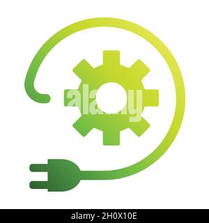 Vecteur d'icône d'énergie de l'industrie écologique.Équipement vert avec panneau de prise électrique, électricité, et concept d'énergie verte pour la conception graphique, logo, site Web, social M. Illustration de Vecteur