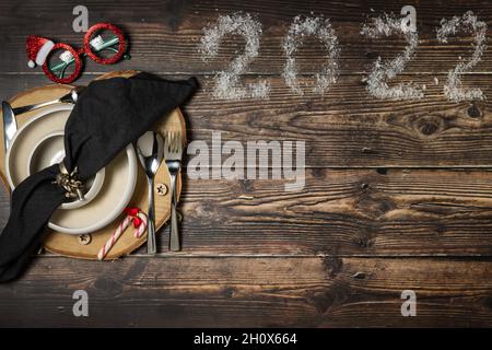 Table avec des décorations de Noël Banque D'Images