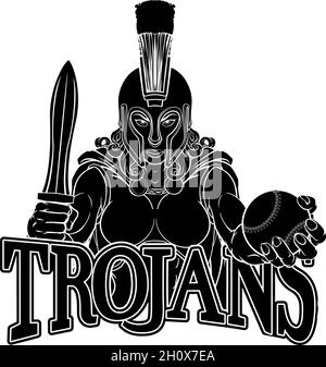 Trojan Spartan Gladiator Femme guerrière Baseball Illustration de Vecteur