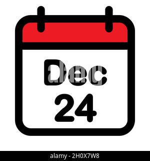 Icône de calendrier vingt-quatrième décembre, illustration vectorielle Illustration de Vecteur