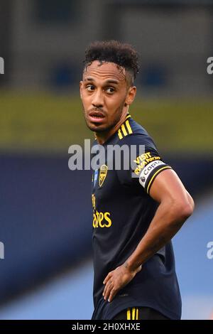 Pierre-Emerick Aubameyang d’Arsenal lors du match de la Premier League au Etihad Stadium de Manchester. Banque D'Images