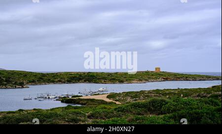 Vue et paysages de 'Cap de Cavalleria', Minorque, Iles Baléares, Espagne. mer, côte. Banque D'Images