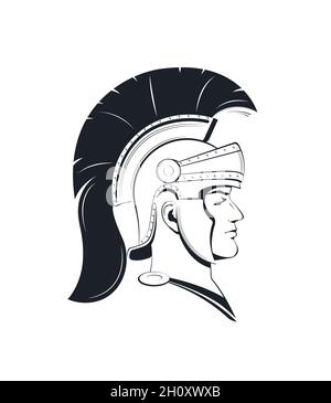 centurion romain dans un casque avec écusson Illustration de Vecteur