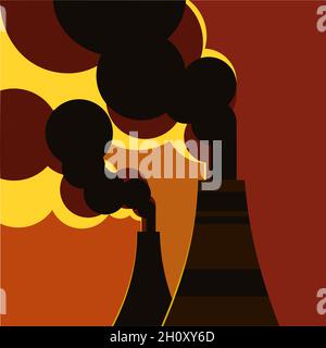 Les industries qui polluent l'atmosphère en émettant des gaz nocifs Illustration de Vecteur