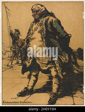 Un portfolio de 16 lithographies : personnages de romance : Commodore Trunnion, 1900.William Nicholson (britannique, 1872-1949).Lithographie couleur; feuille: 50.3 x 41 cm (19 13/16 x 16 1/8 po.); image: 34.4 x 27.4 cm (13 9/16 x 10 13/16 po.). Banque D'Images