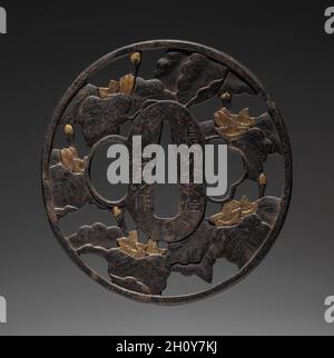 Garde au sabre, mi-1800.Japon, période Edo (1615-1868).Fer (type Choshu); diamètre: 7.4 cm (2 15/16 po). Banque D'Images