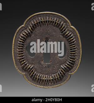 Garde au sabre, 1615-1868.Japon, période Edo (1615-1868).Fer; diamètre: 8.4 cm (3 5/16 po). Banque D'Images